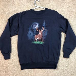 Navy Embroidered Buck Crewneck